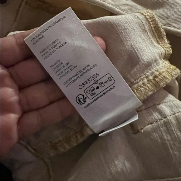 Anthropologie Pilcro Cuffed Crop High-Rise Wide-Leg Jeans Size 33 P Cream - Picture 14 of 15